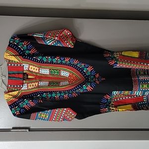 Women's dashiki shirt size medium.  Black and multi colored